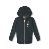 Bolt Print Kids Zip Hoodie Charcoal/White
