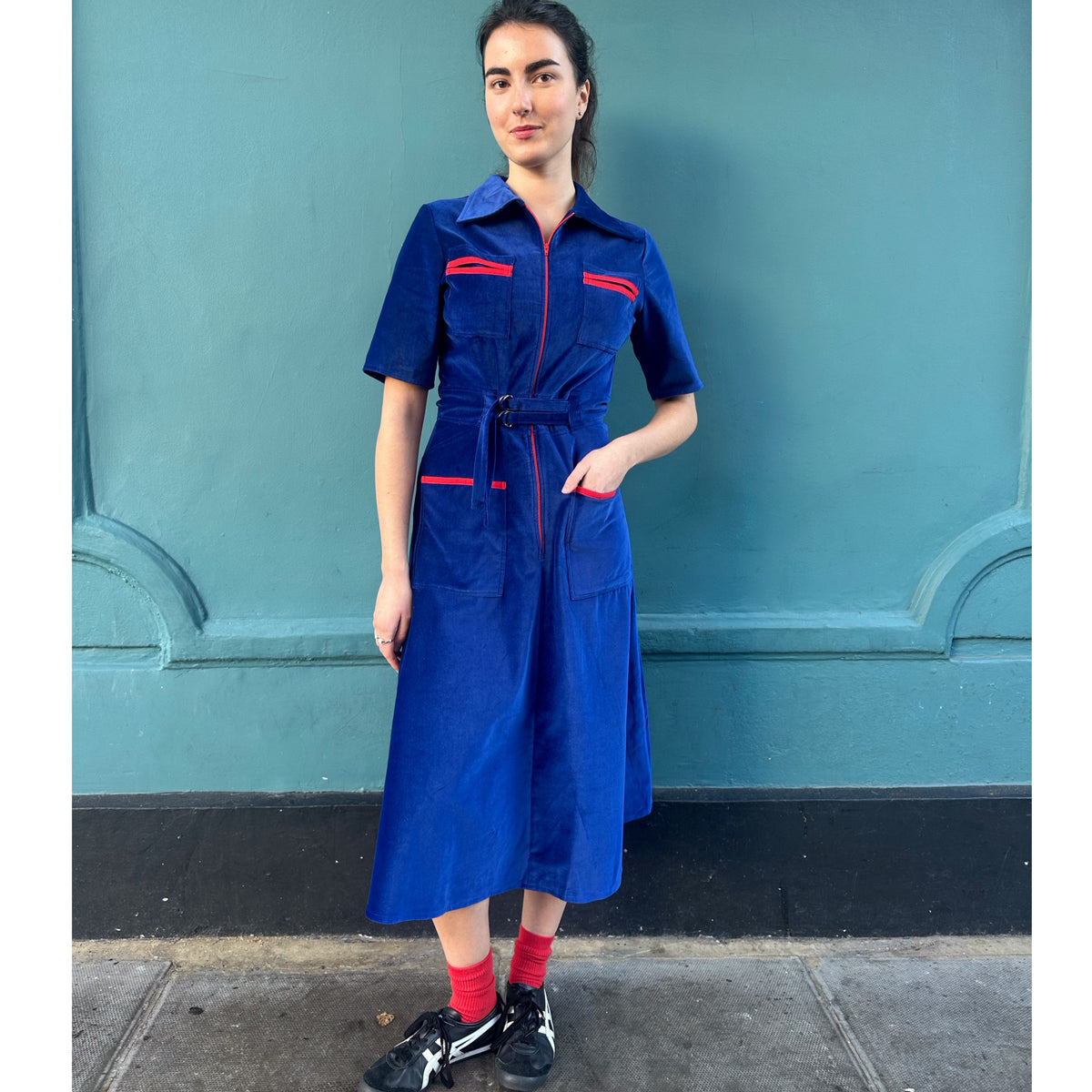 *NEW* Velvet Shirt Dress Cobalt