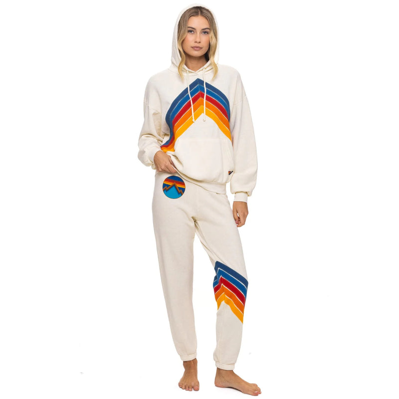 Mountain Stitch Pullover Hoodie Relaxed Vintage White