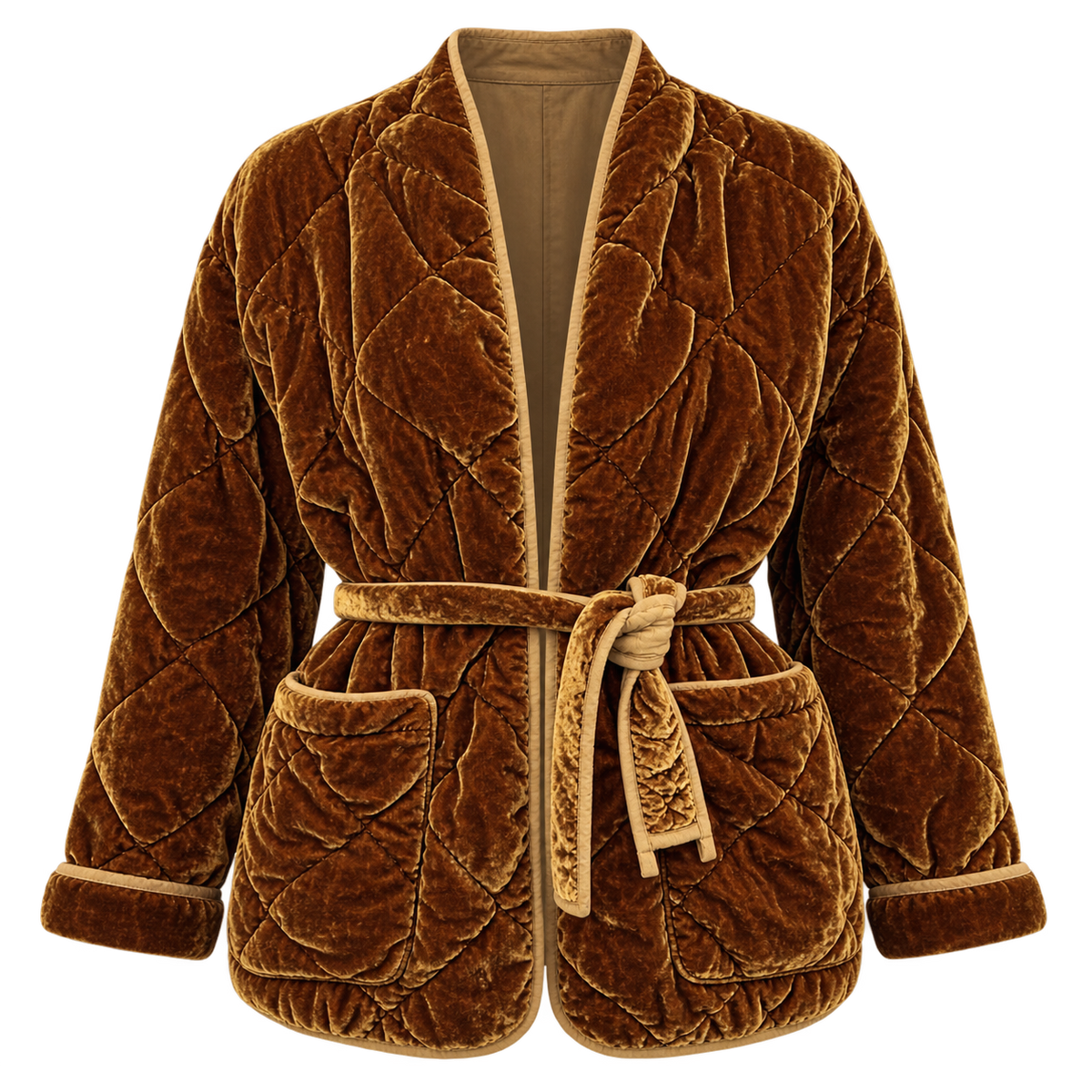 Quilted Velvet Jacket Dark Gold
