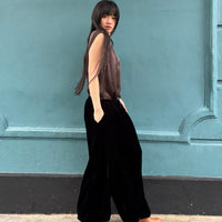 *NEW* Johanna Velvet Baggy Cuffed Pants Black