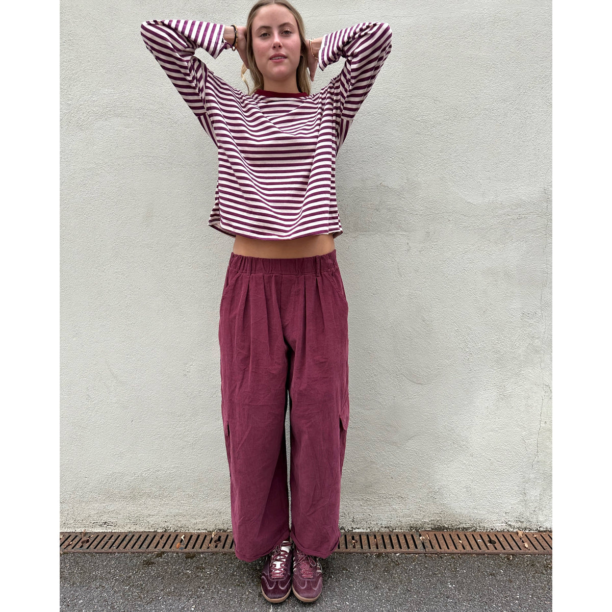 Baggy Needlecord Pants Plum