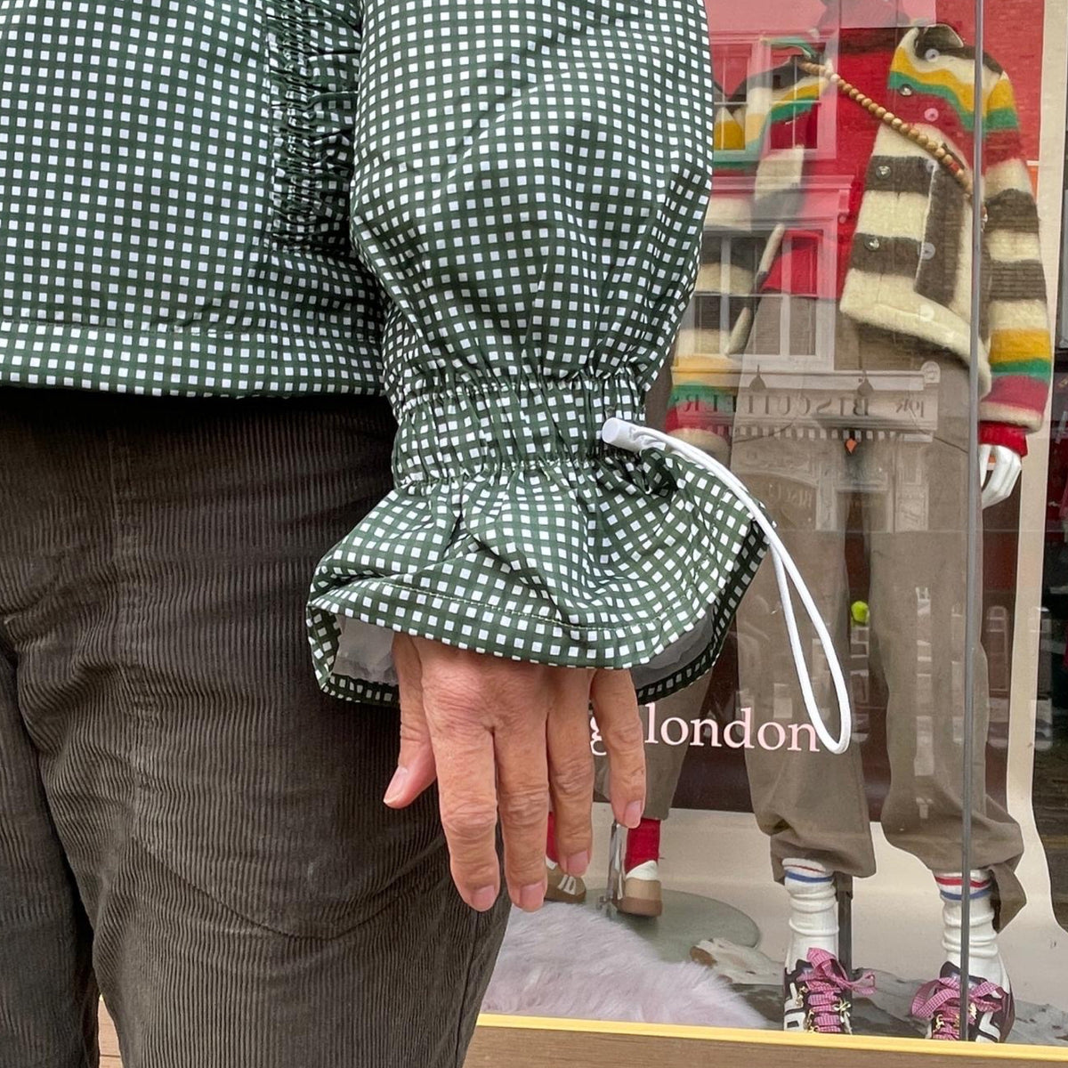 Ginny & Me Flared Windbreaker Olive Check