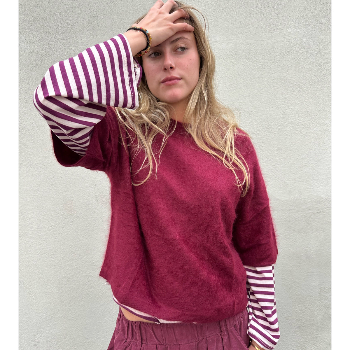 Jenna Brushed Cashmere Jumper Burgundy