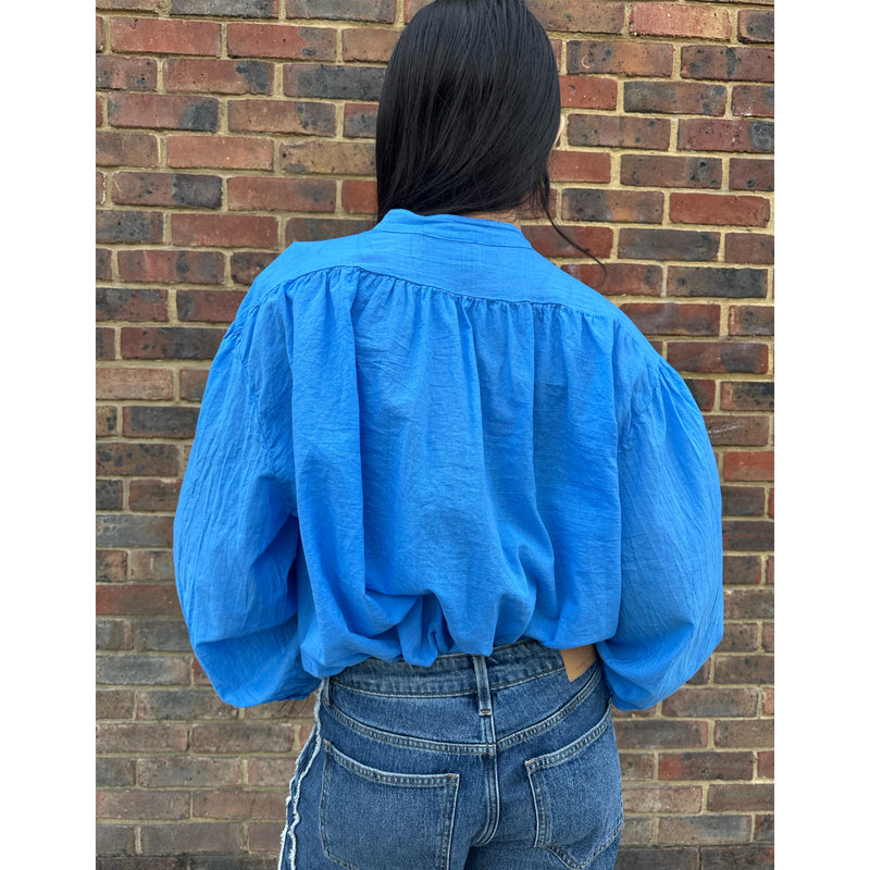 *BACK IN STOCK* Lightweight Ruffle Shirt Cobalt