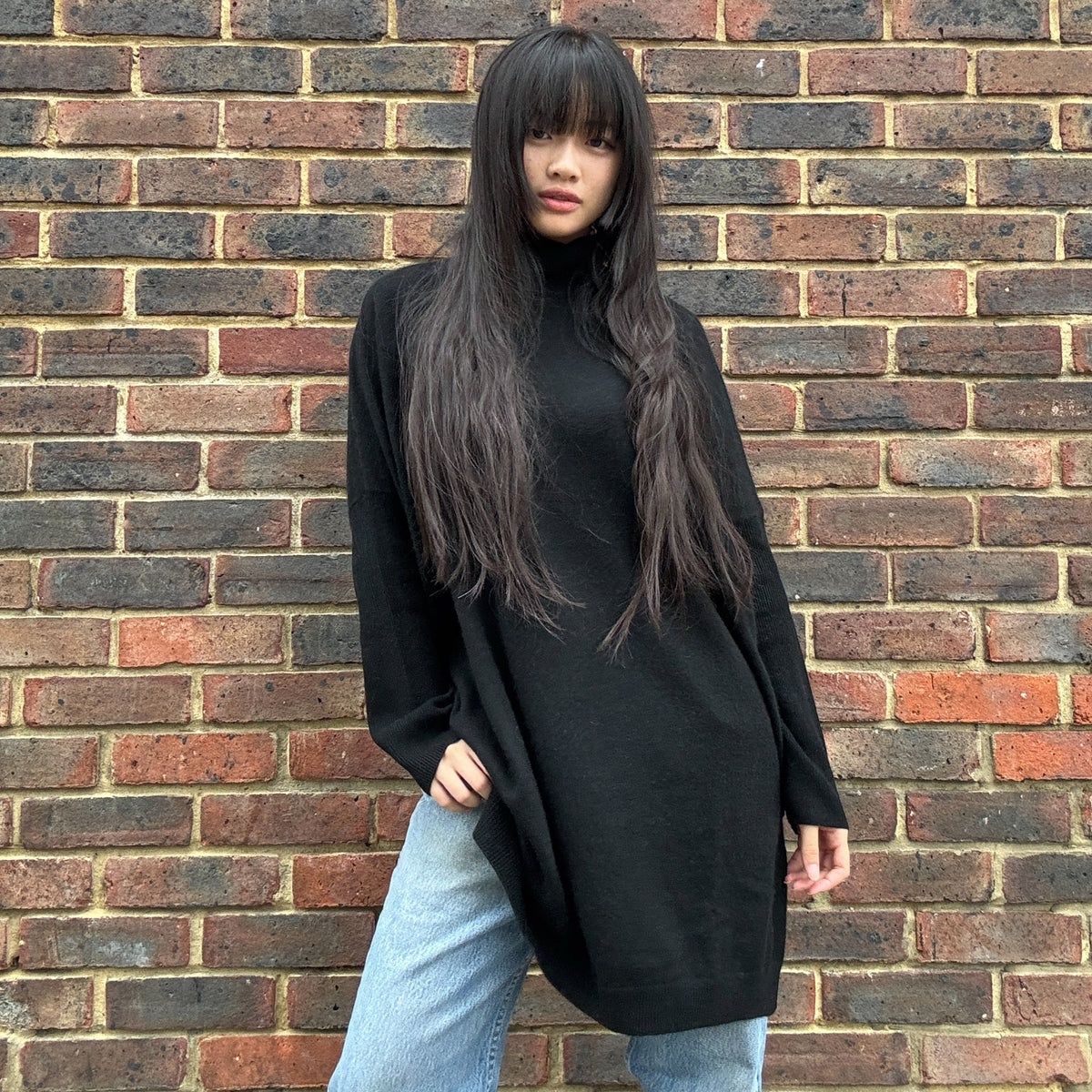 *NEW* Absolut Cashmere Extra Long Turtle Neck Black