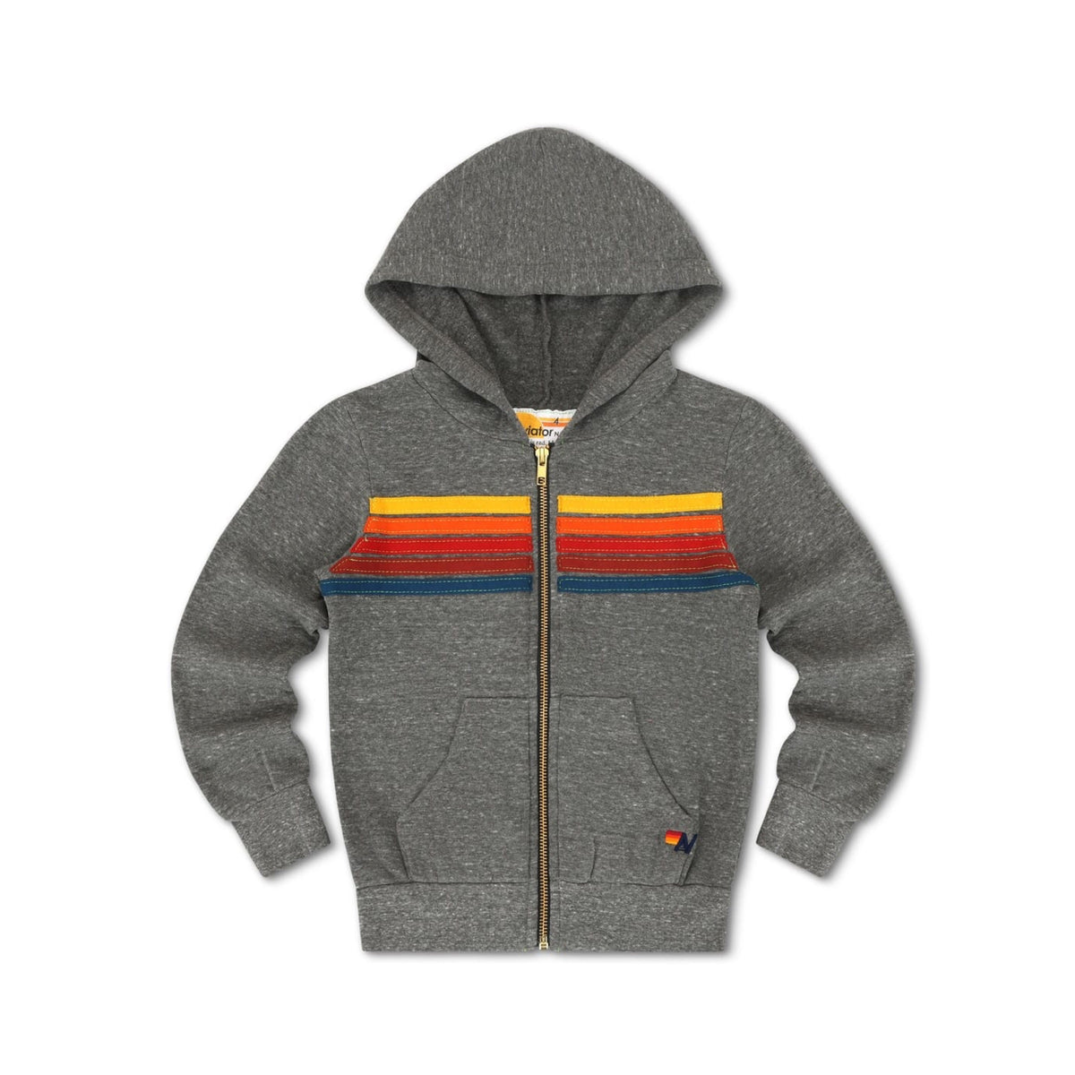 5 Stripe Kids Zip Hoodie Heather Grey