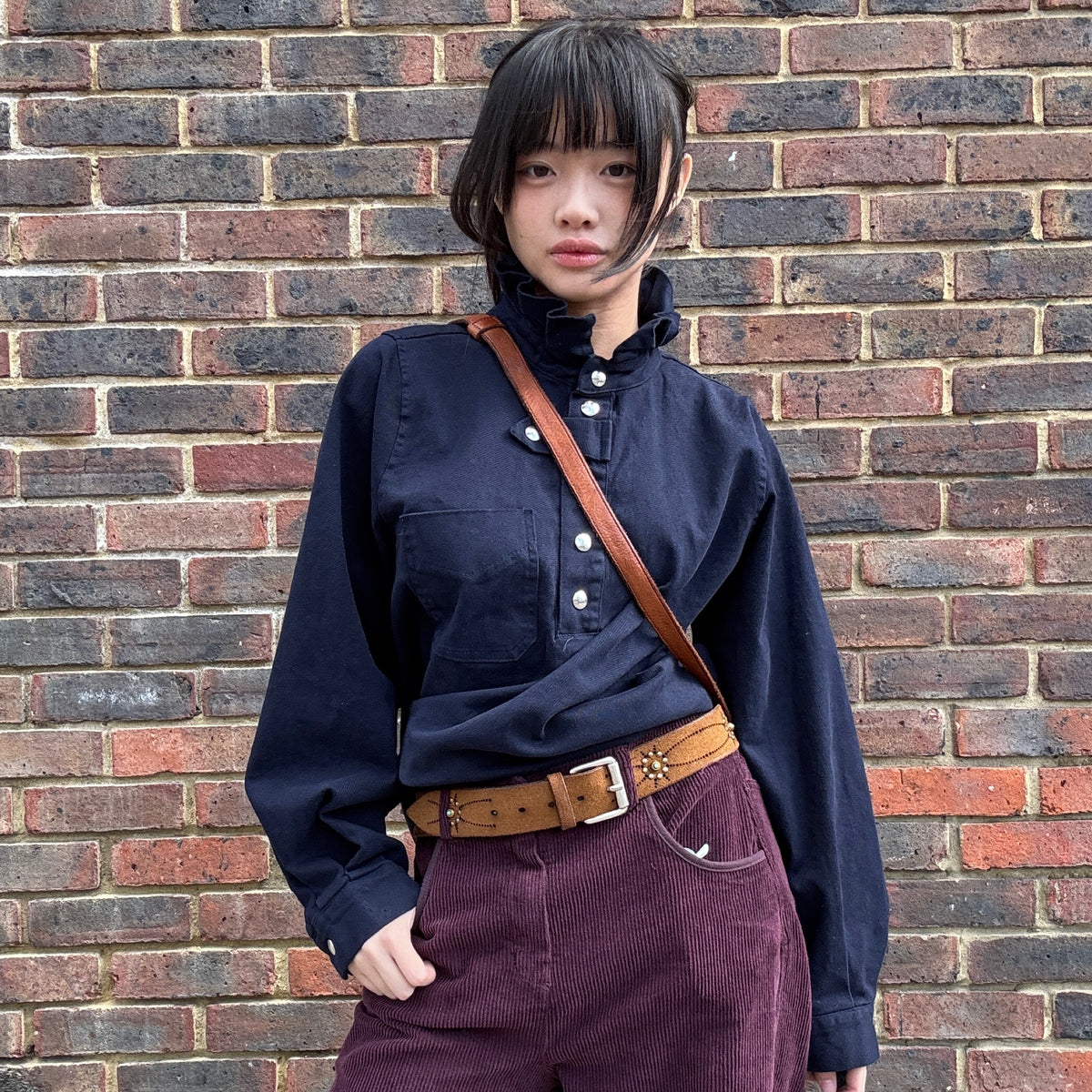 *NEW* Post & Co  Leather Studded Belt Cognac