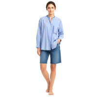 *NEW* Cotton Stripe Embroidered Shirt Blue