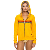 5 Stripe Zip Up Hoodie Gold