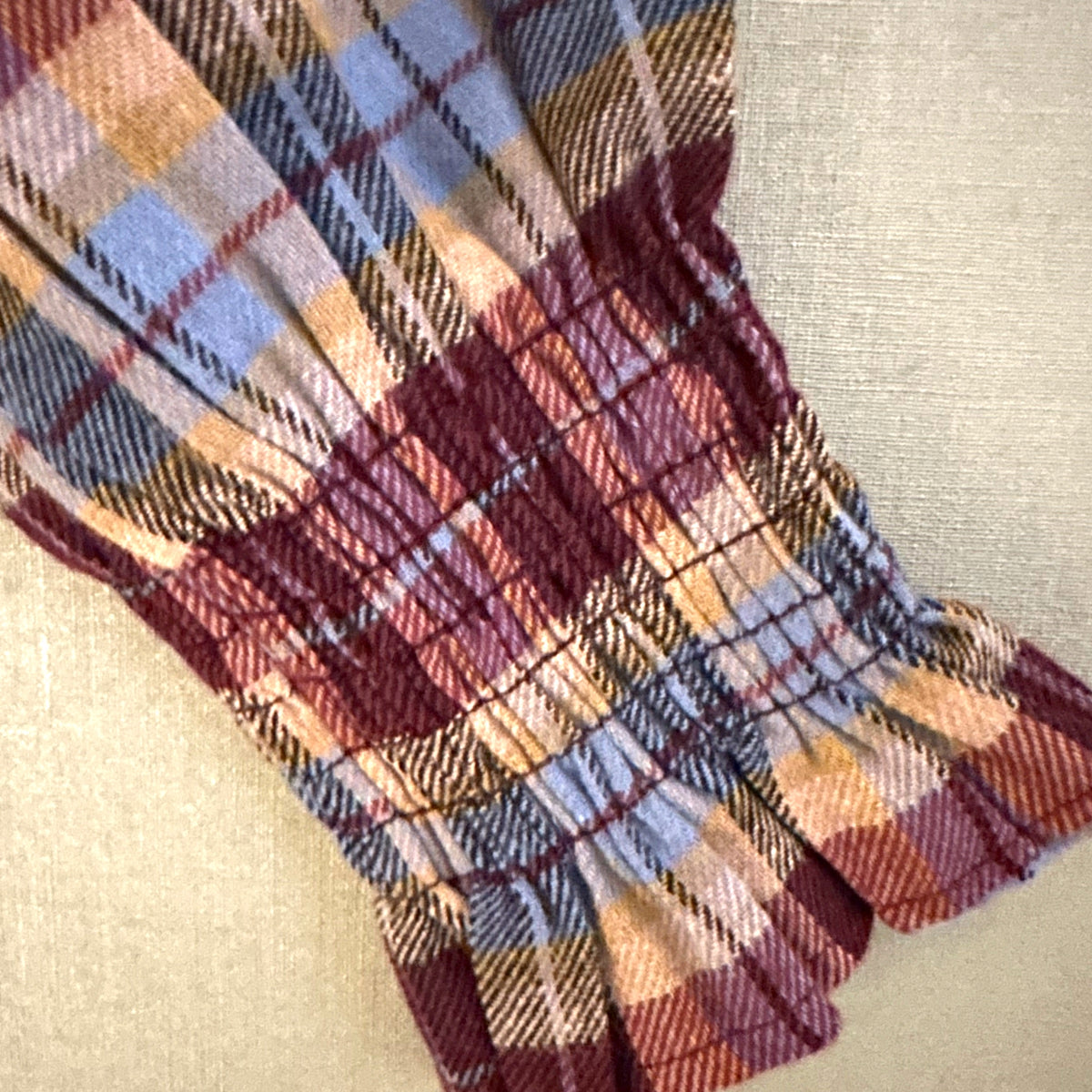 *NEW* Johanna Smocked Plaid Shirt Wine