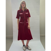 Velvet Shirt Dress Ruby