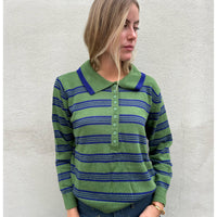 Stripe Collared Knit Green/Navy