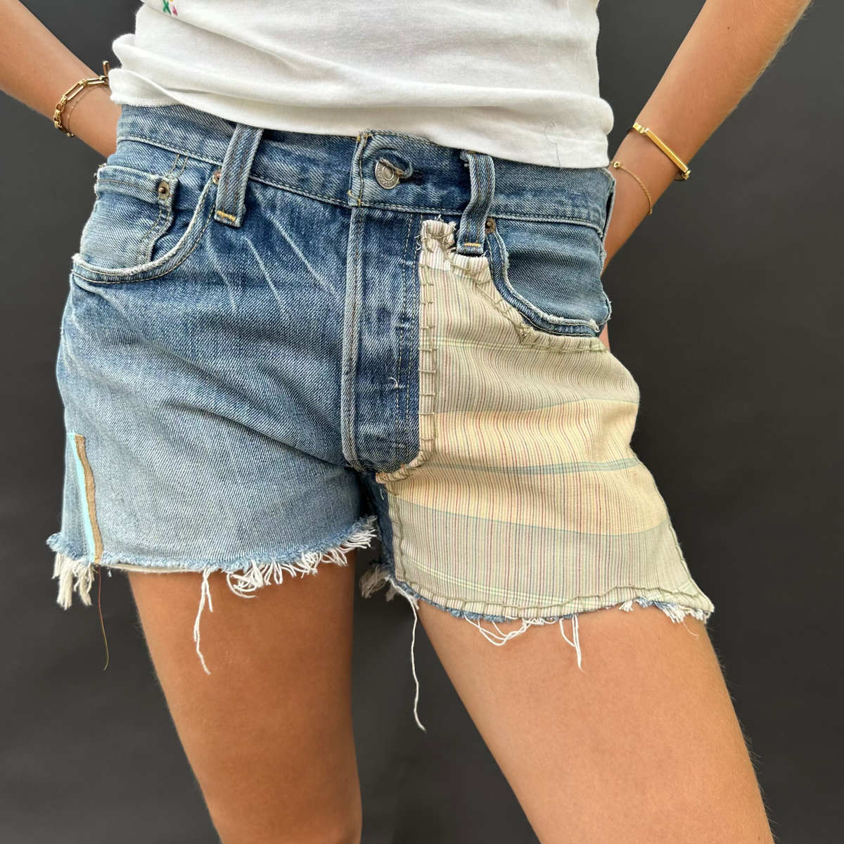 Useless Patched Leg Levi's Cut-Offs