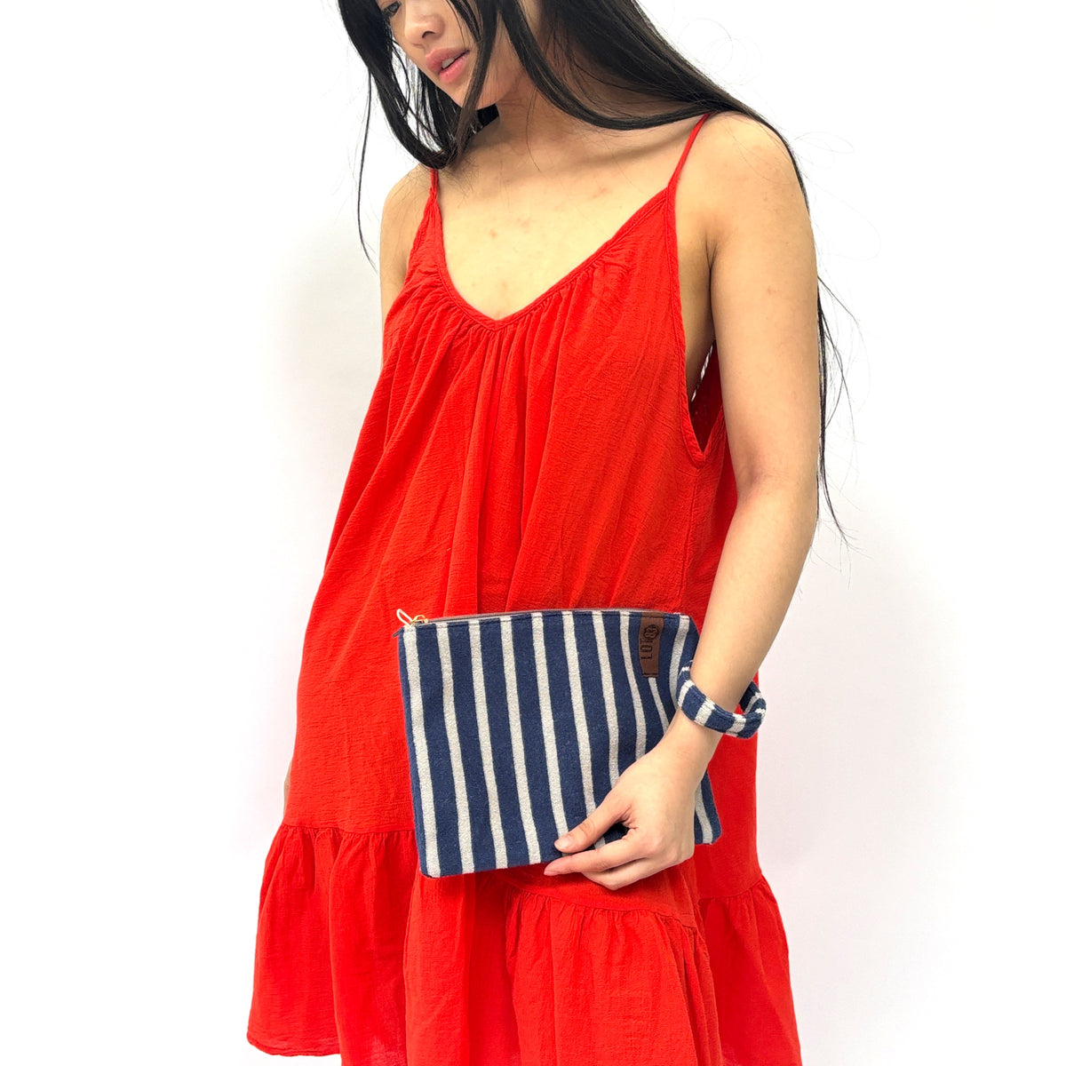 Billie Bag Terry Ecru/Blue Skinny Stripe