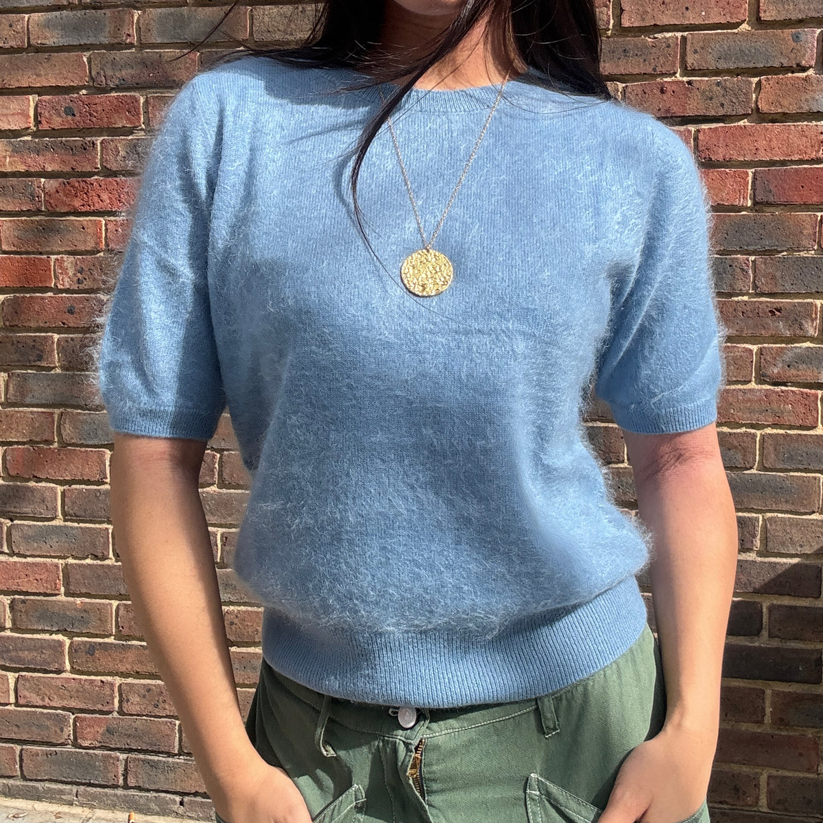 Amaya Brushed Cashmere Jumper Sky Blue
