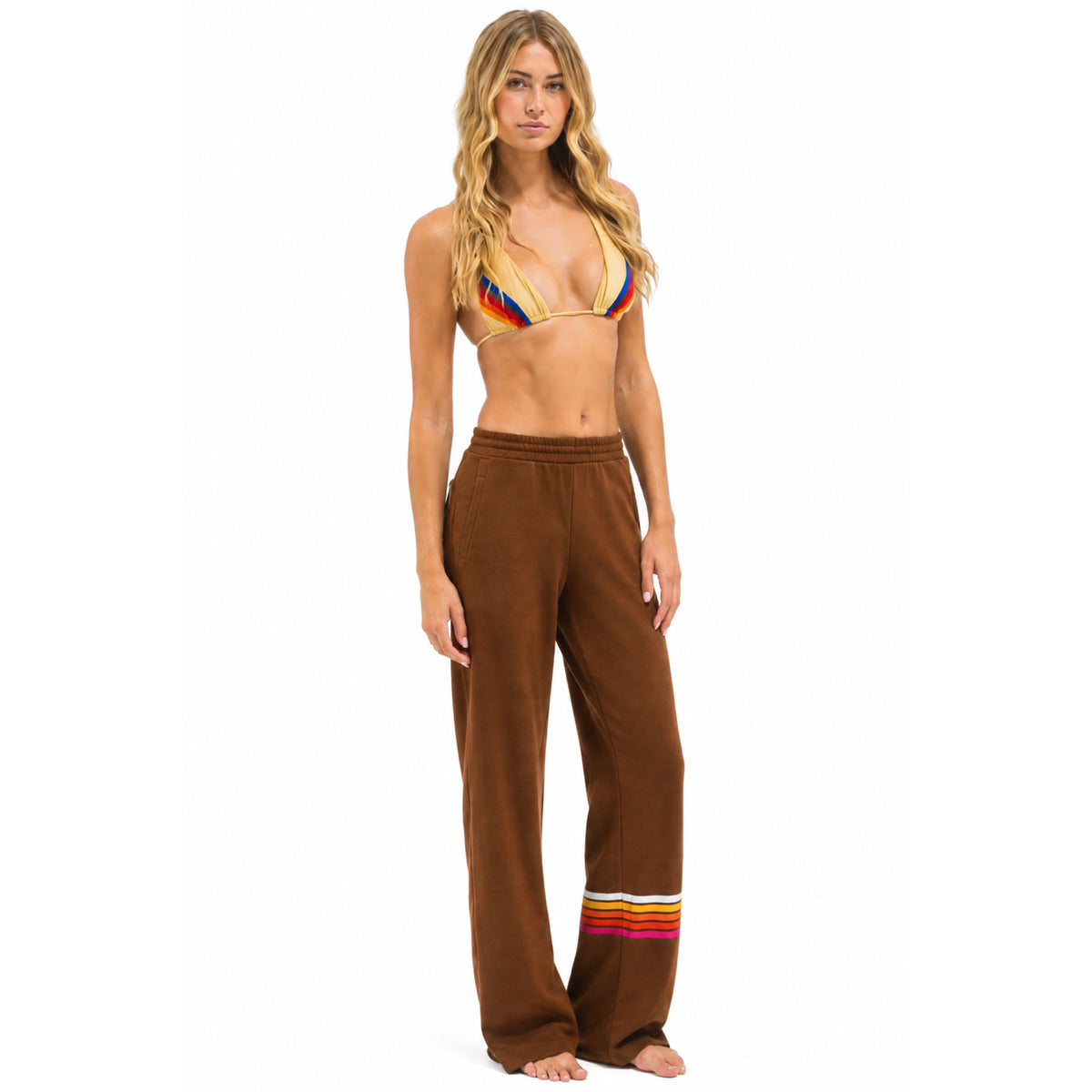 Rugby Stitch Wide Leg S'pants Cinnamon White Pink