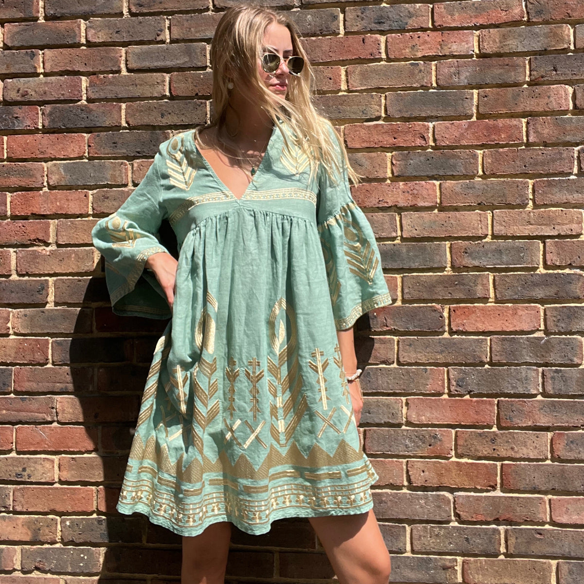 *LANDED* Sea Green Feather Dress Midi