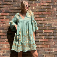 *LANDED* Sea Green Feather Dress Midi