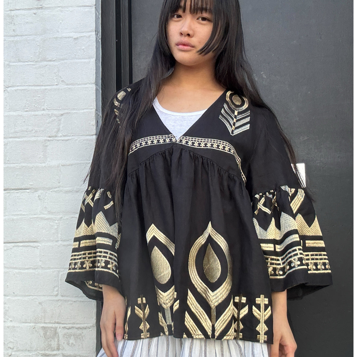 *LANDED* Black Feather Tunic Top