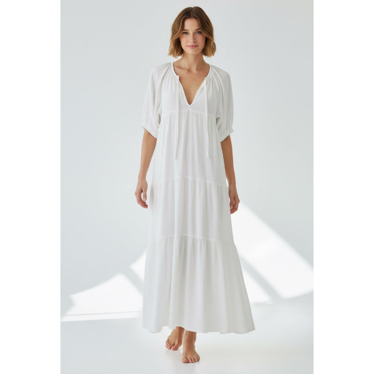 Provence White Midi Dress