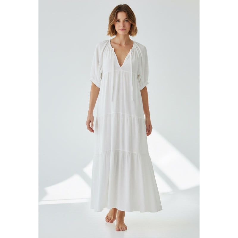 Provence White Midi Dress