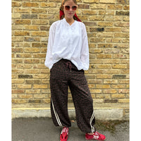 Leopard Barrel Sweatpants Chocolate