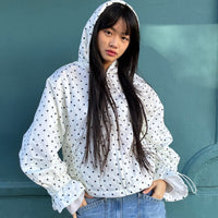 Ginny & Me Flared Windbreaker Off White Polka Dot