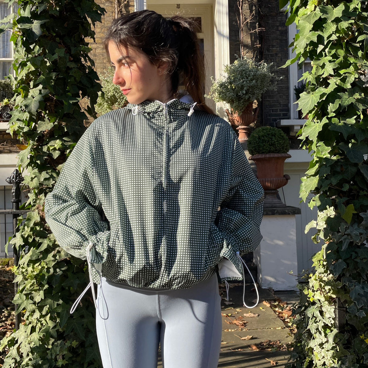 Ginny & Me Flared Windbreaker Olive Check