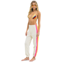 *NEW* Aviator Nation 5 Stripe Sweats Vintage White/Neon