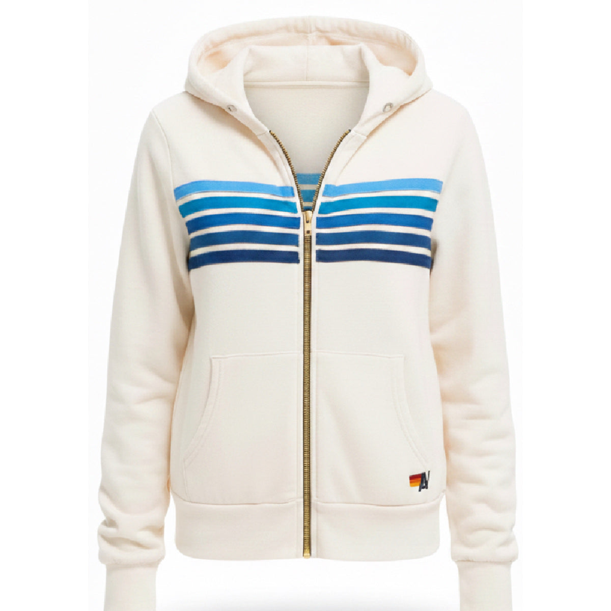 *RESTOCKED* 5 Stripe Zip Hoodie White/Blue
