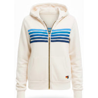 *RESTOCKED* 5 Stripe Zip Hoodie White/Blue