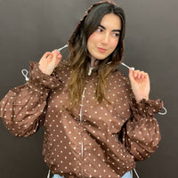 Ginny & Me Flared Windbreaker Espresso Check