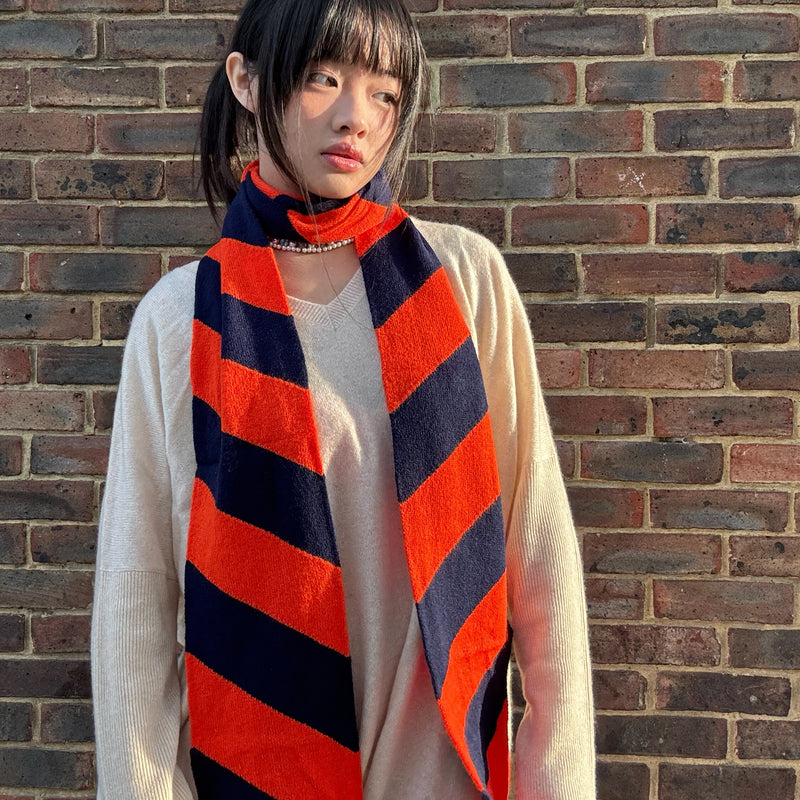 *NEW* Skinny Cashmere Scarf Orange Stripe