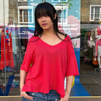 *NEW STYLE* Oversized Linen T Red