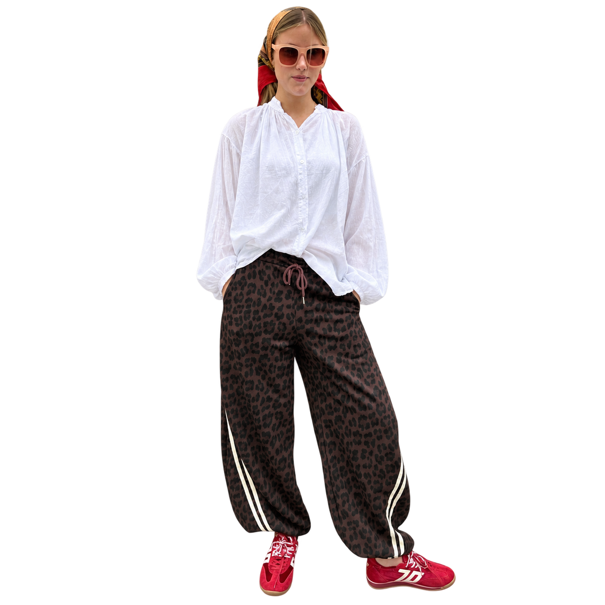 Leopard Barrel Sweatpants Chocolate