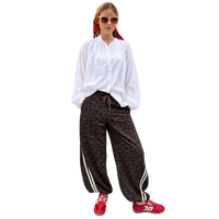 Leopard Barrel Sweatpants Chocolate