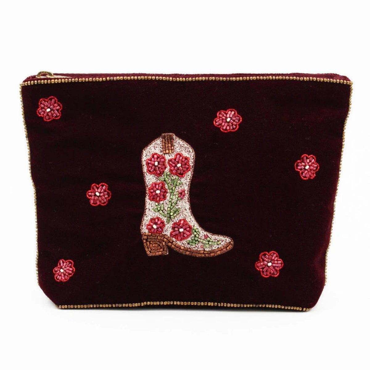 Cream Cowgirl Boot Medium Pouch