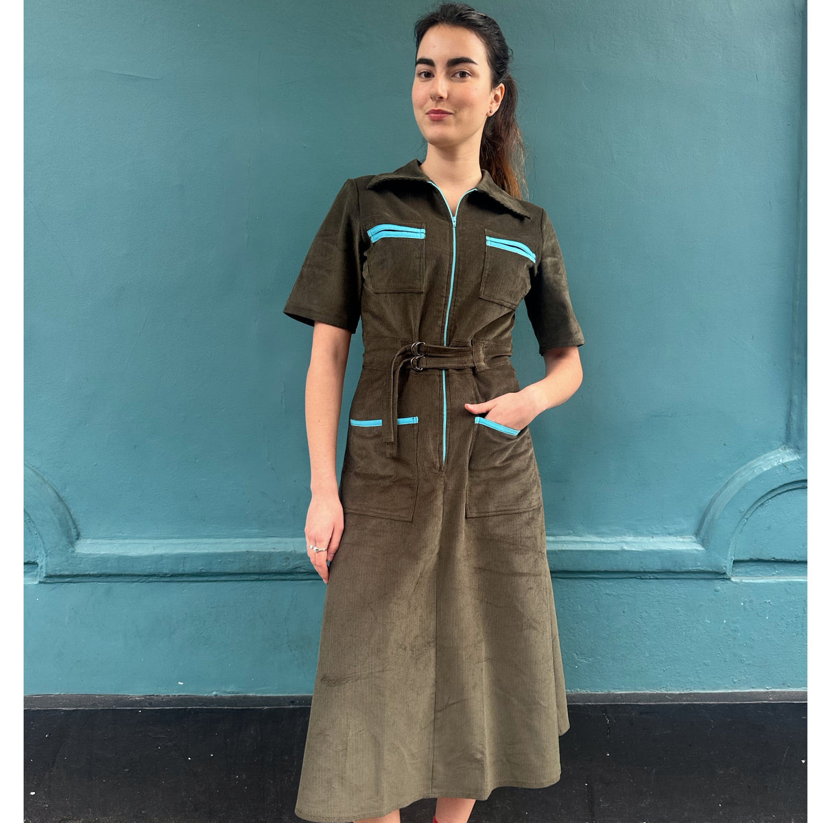 *NEW COLOUR* Cord Shirt Dress Olive