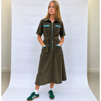 Autumn Cord Shirt Dress Olive
