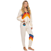 Mountain Stitch Chevron Zip Hoodie Vintage White