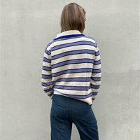 Stripe Collared Knit Ecru/Blue