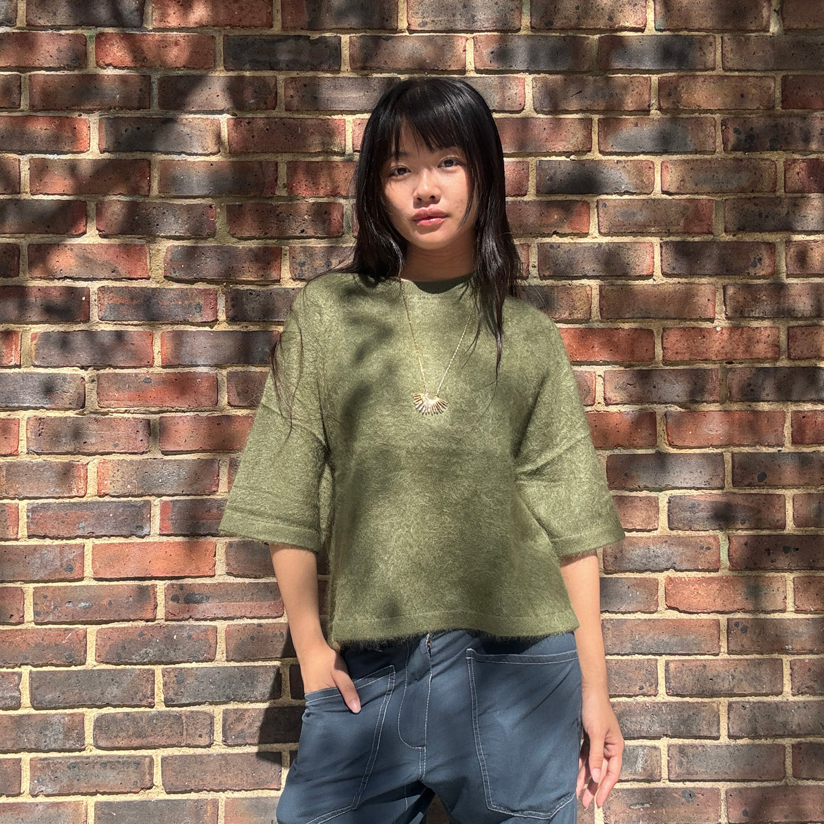 Jenna Brushed Cashmere Jumper Dark Moss