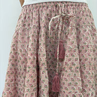 *NEW* Woodblock Knee Length Skirt Pink