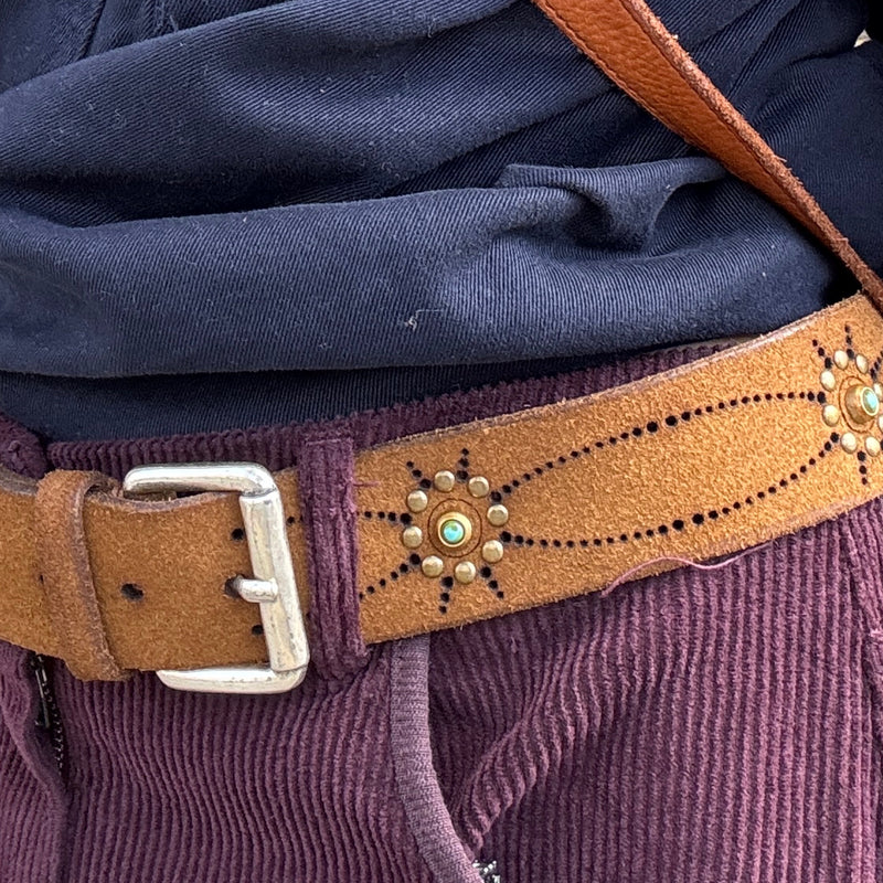 *NEW* Post & Co  Leather Studded Belt Cognac