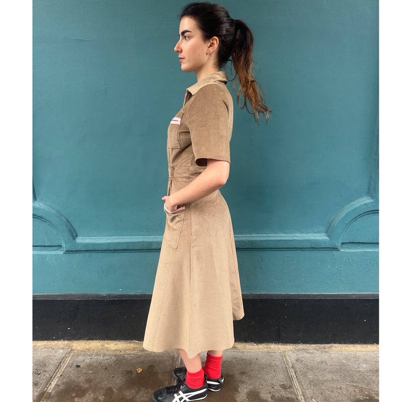 *NEW COLOUR* Cord Shirt Dress Beige
