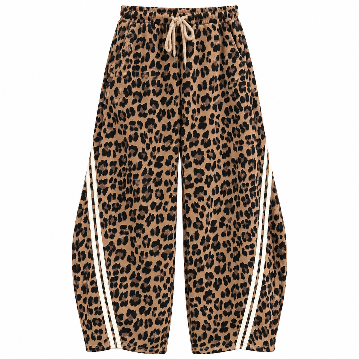 Leopard Barrel Sweatpants Camel
