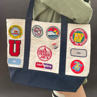 Vintage-Patched Trader Joes Tote L