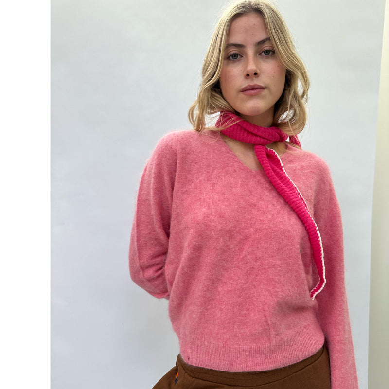 V-Neck Coral Pink Cashmere Pullover