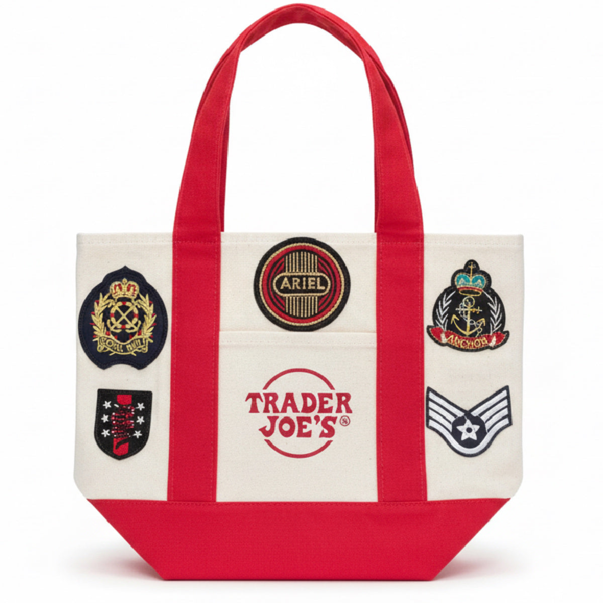 Vintage-Patched Trader Joes Tote S/M Red